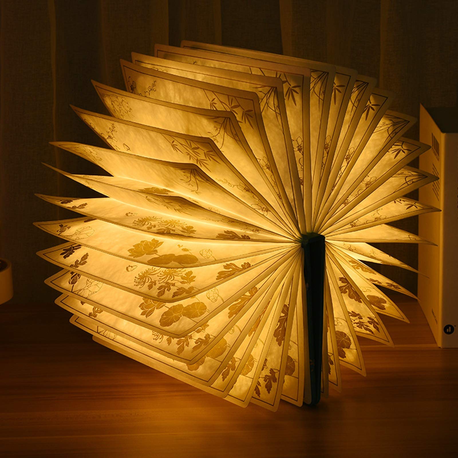 ABTSICA LED Wooden Folding Book Lamp - Portable USB Night Light with Magnetic Closure, Waterproof Design & 360° Rotation | Perfect for Bedside Reading, Home Decor, Camping & Gift Giving [Energy Class A+]