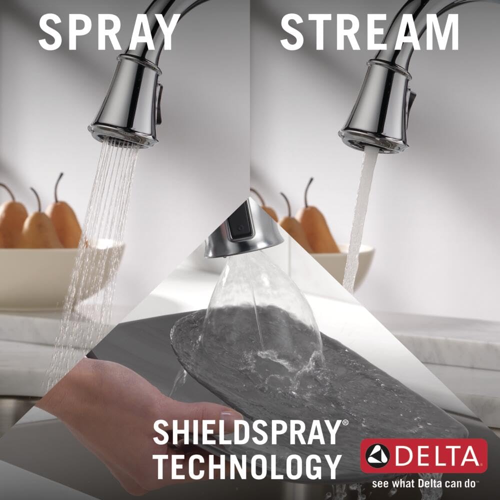 Delta Cassidy Pull Down Kitchen Faucet in Chrome - Magnetic Docking Sprayer with Lumicoat Finish (Model 9197-PR-DST) - Perfect for Modern Kitchens, Bar Sinks & Food Prep Stations