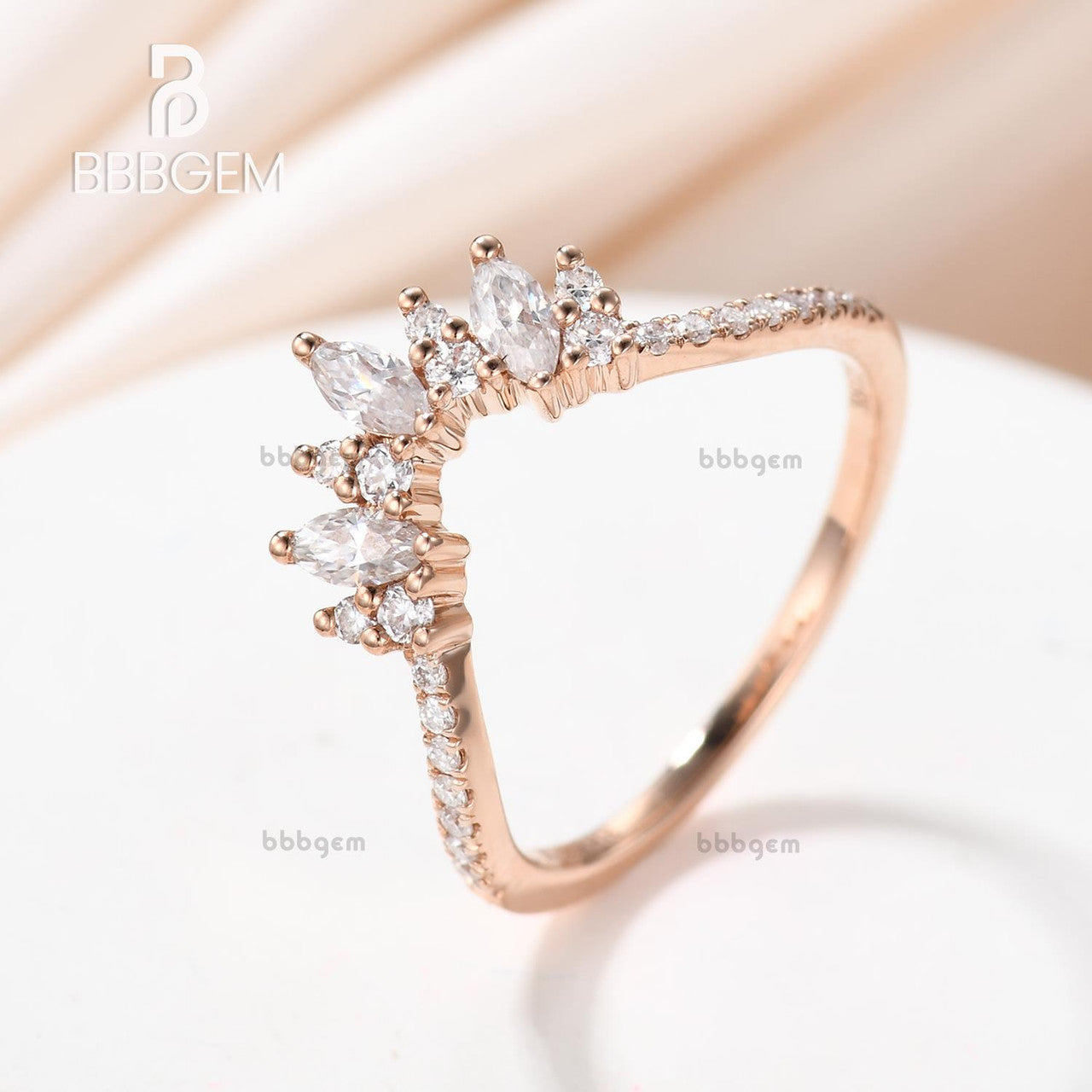 Vintage Marquise & Round Cut Moissanite Wedding Band Set - Elegant Matching Rings for Bridal Jewelry, Anniversary Gifts & Special Occasions