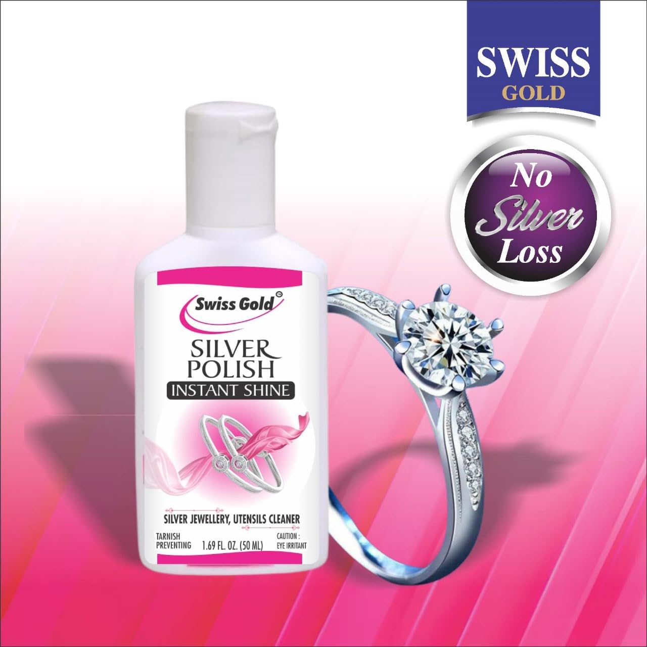SWISS GOLD Instant Jewelry Cleaner & Polishing Liquid - Removes Tarnish from Gold, Diamonds & Gemstones - Quick Shine Restoration for Rings, Necklaces & Watches - Perfect for Wedding, Party & Everyday Jewelry Care