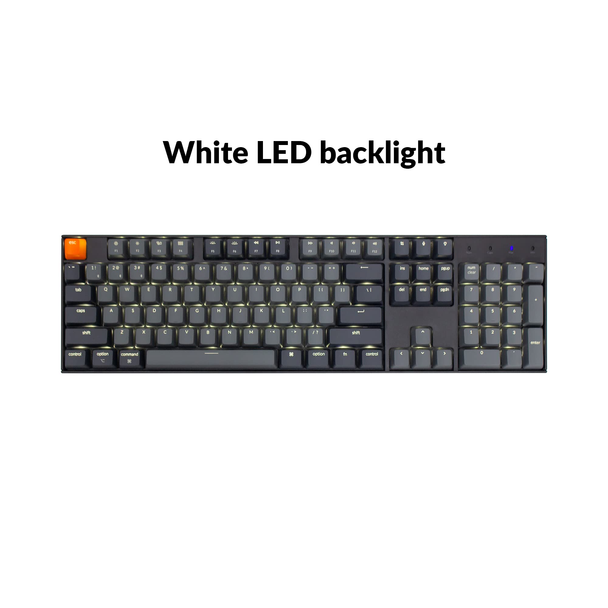 Keychron K10 Full Size 104-Key Bluetooth Wireless Mechanical Gaming Keyboard - Gateron G Pro Red Switches, White LED Backlight, USB-C Wired/Wireless for Mac & Windows - Perfect for Gaming, Office Work & Programming