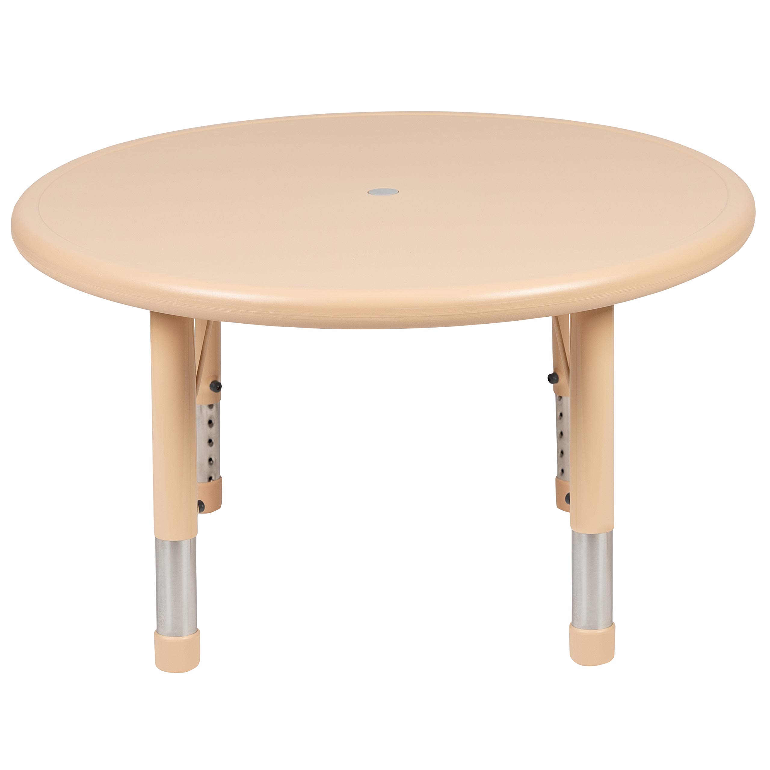 EMMA + OLIVER 33 Inch Round Adjustable Height Kids Activity Table - Durable Plastic School Table for 4 Children - Perfect for Classroom, Homeschool, Playroom & Daycare Learning Activities