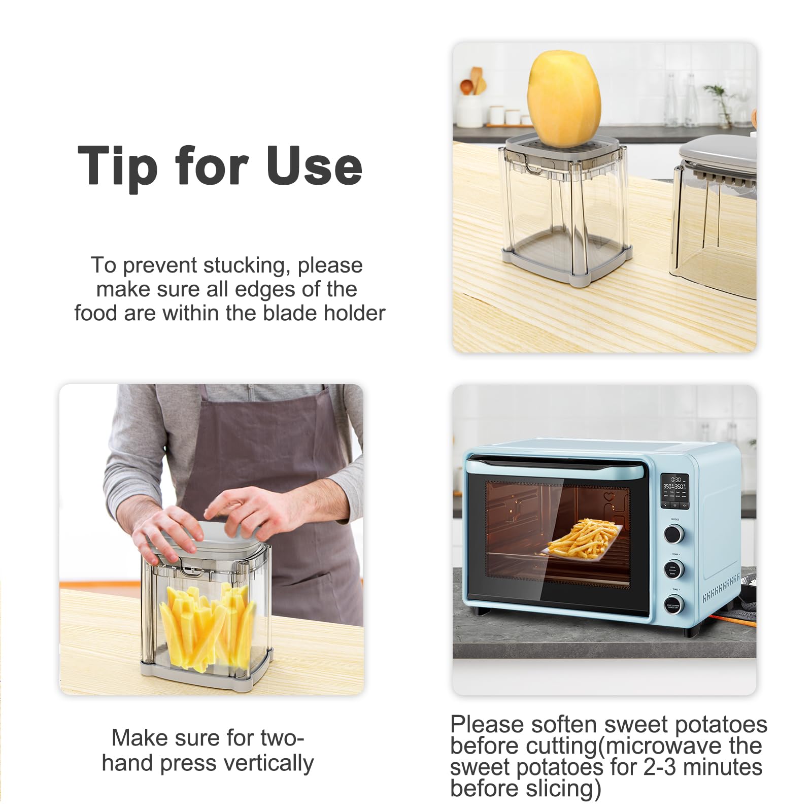 Stainless Steel Potato Slicer & French Fry Cutter - Manual Handheld Vegetable Dicer for Potatoes, Onions, Carrots - Perfect for Making Homemade Fries, Salads, and Meal Prep (1 Blade Included)
