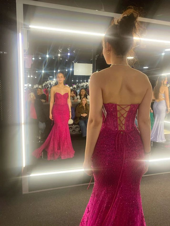 Elegant Hot Pink Mermaid Long Prom Gown with Lace Detail - Formal Evening Dress J6078 for Homecoming, Prom Night & Special Occasions