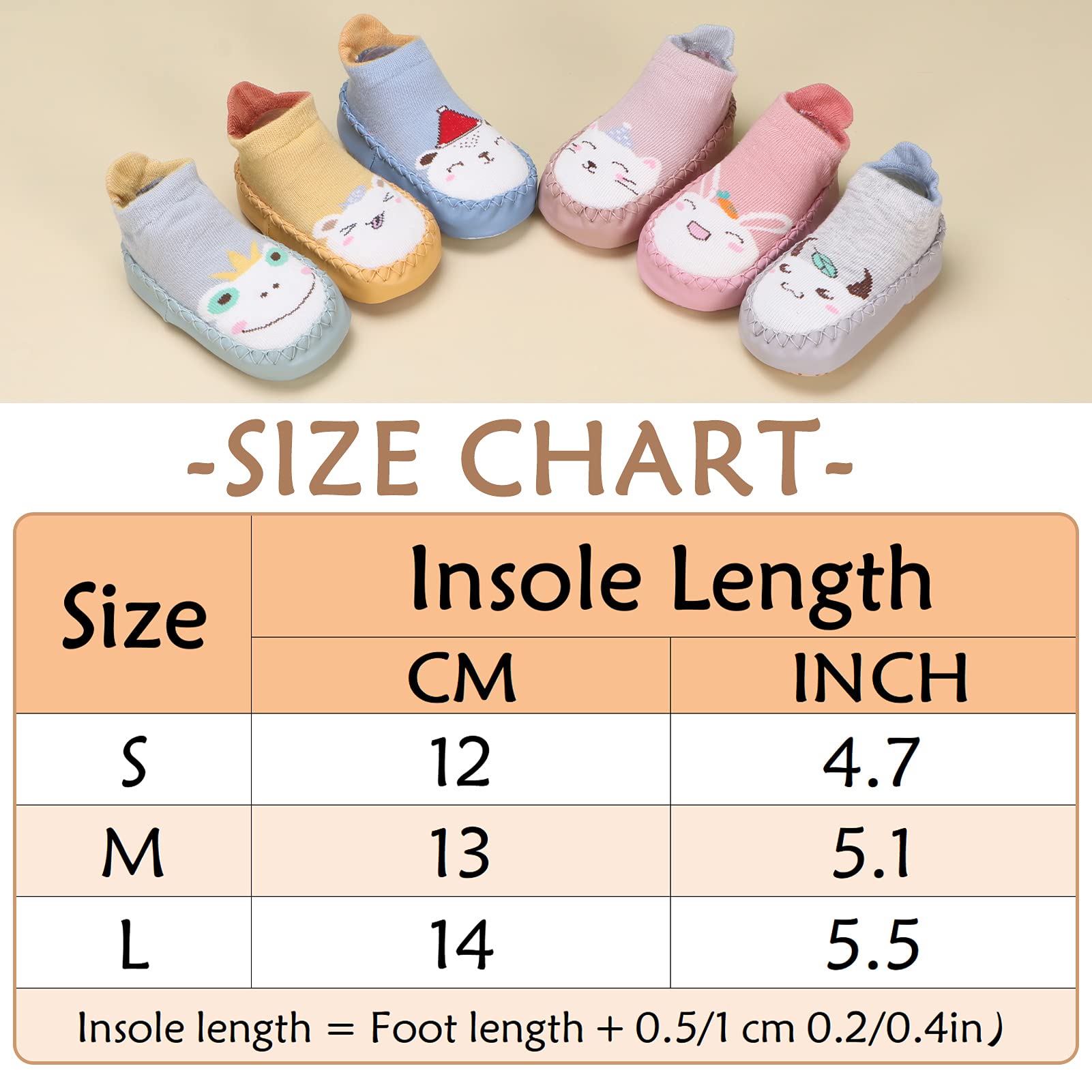 Happy Cherry 3 Pairs Baby Cotton Shoes Socks - Soft Anti-Slip Cartoon Socks for Infants & Toddlers - Perfect for Crawling, Walking & Playtime