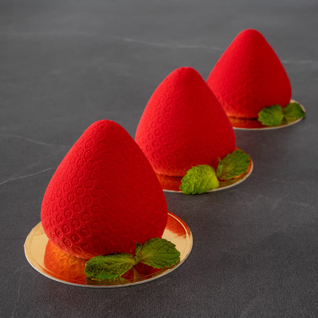 Restaurantware - 8 Cavity Strawberry Silicone Mold Set for Baking, Freezing & Candy Making | Flexible, Non-Stick, Oven-Safe Pastry Molds | Perfect for Cupcakes, Chocolates & DIY Desserts | 10-Pack White Silicone Fruit Molds with Easy Release