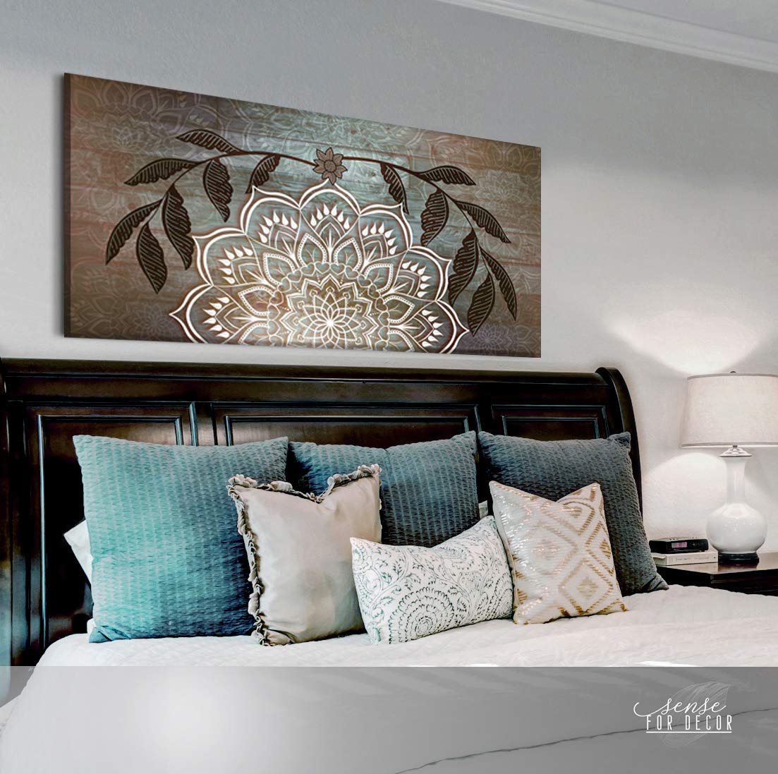Boho Mandala Wall Hanging - Handmade Macrame Wall Art for Bedroom & Living Room Decor - Boho Headboard (Brown, 60