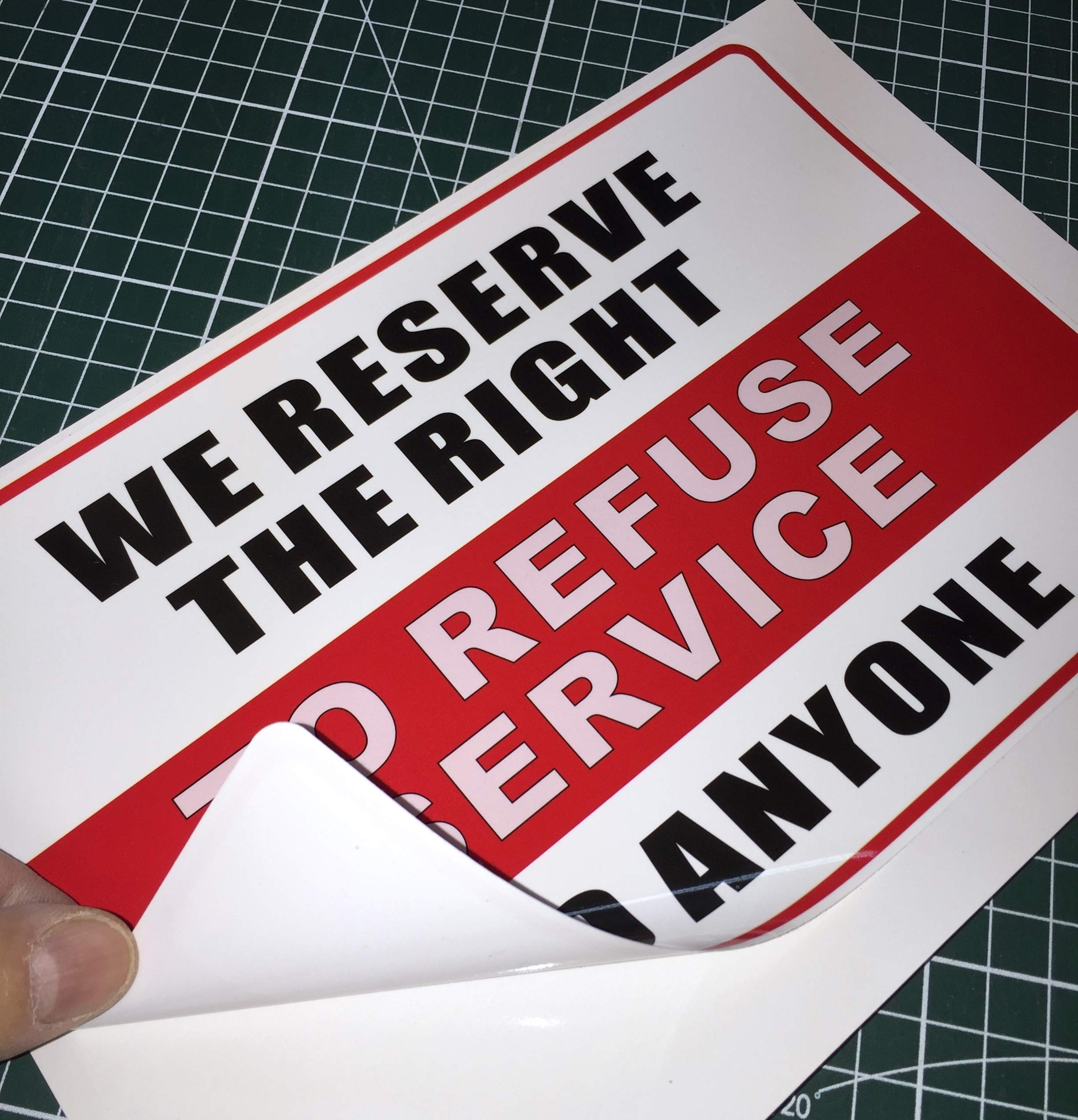 2 Pack 9x6 Inch Vinyl Notice Sign Sticker - 'We Reserve The Right To Refuse Service' Self-Adhesive Decal for Business, Store, Office, Restaurant, Cafe - Indoor/Outdoor Use - Perfect for Entry Doors, Counters, and Windows