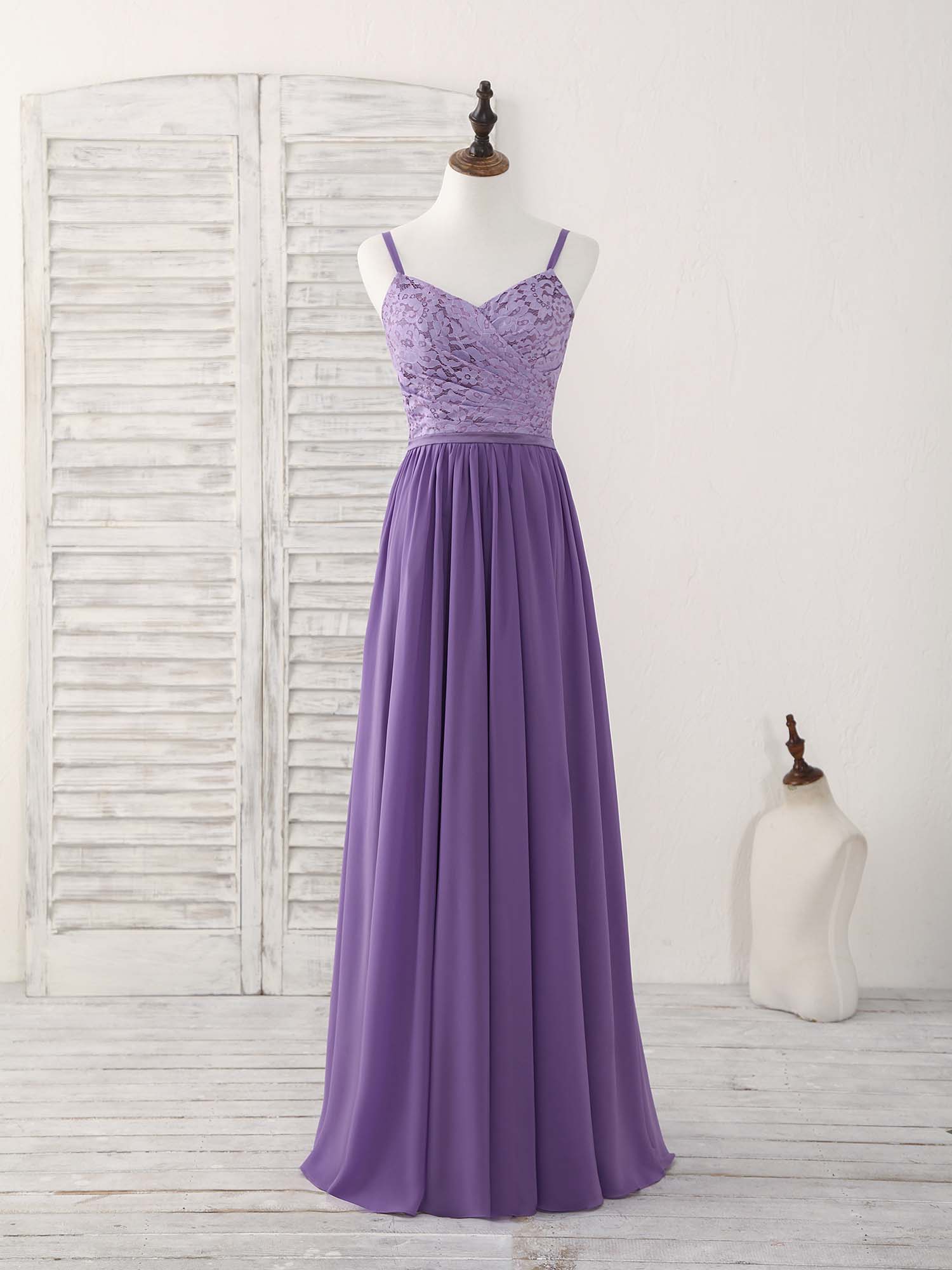 Elegant Purple Lace Chiffon Long Prom Dress for Women - Formal Evening Gown & Bridesmaid Dress - Perfect for Weddings, Proms, and Special Occasions