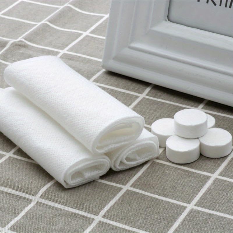 25/50/100pcs Ultra Soft Disposable Compressed Face Towels | Travel-Size Makeup Remover Wipes | Individually Wrapped Non-Woven Facial Cleansing Towels for Skincare, Gym, Camping & Daily Use (25 pcs)