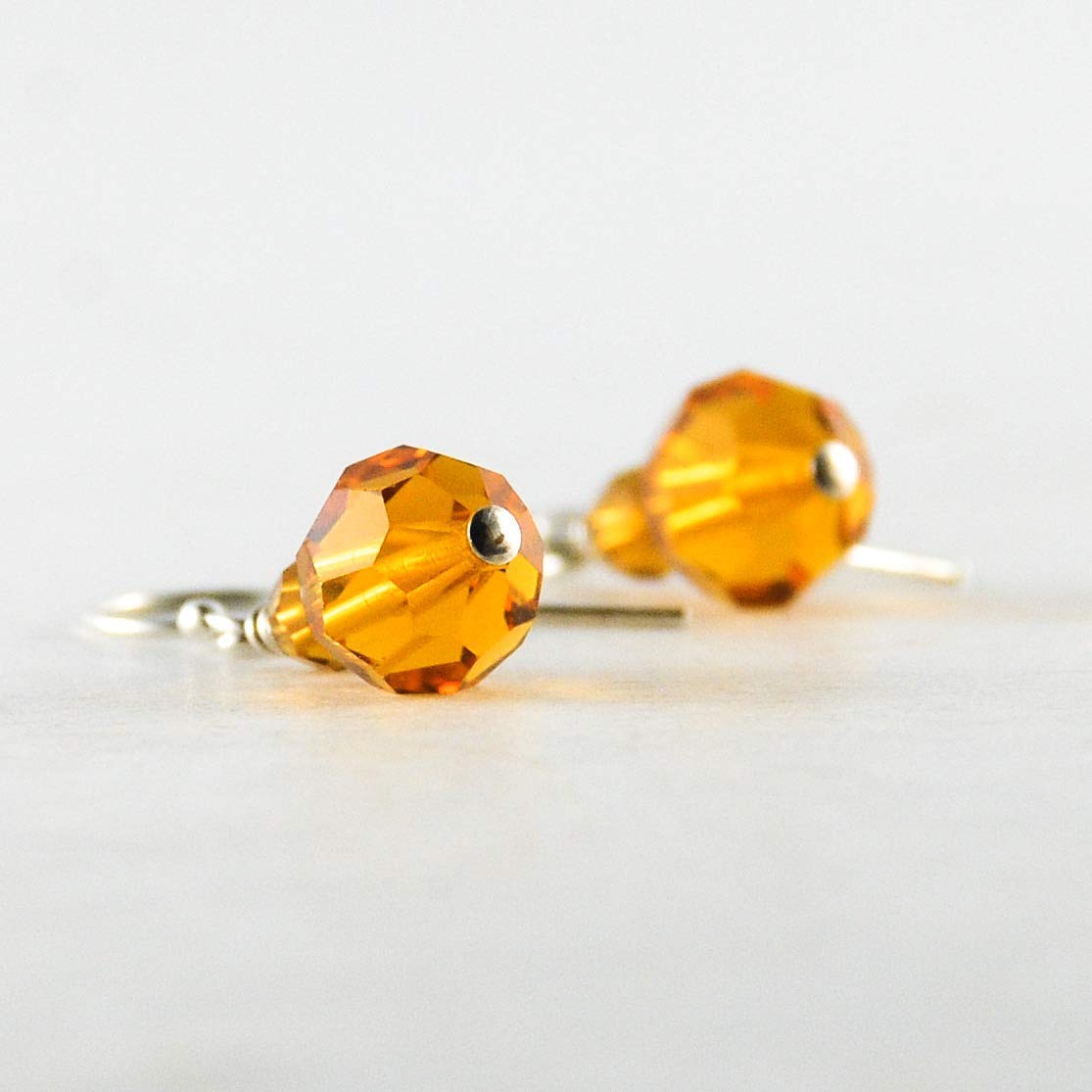 Golden Yellow Topaz Crystal Drop Earrings in Sterling Silver - Elegant Dangle Earrings for Women, Perfect for Parties, Weddings & Special Occasions