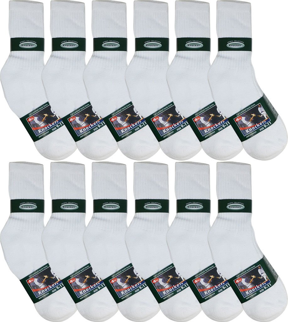 Knocker Men's Athletic Crew Socks - 12 Pairs Pack - Moisture Wicking & Breathable for Running, Gym & Everyday Wear