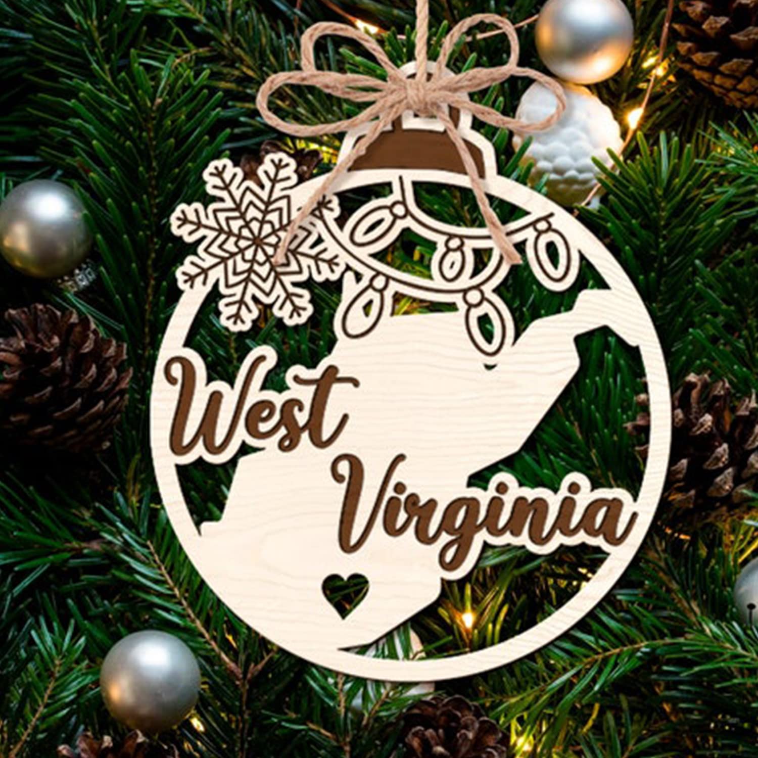 West Virginia State Ornaments - Handcrafted Wooden Christmas Tree Decorations | 10-Piece Holiday Decoration Set for Xmas Tree, Home & Office Decor | Perfect Gift for Collectors & WV Lovers