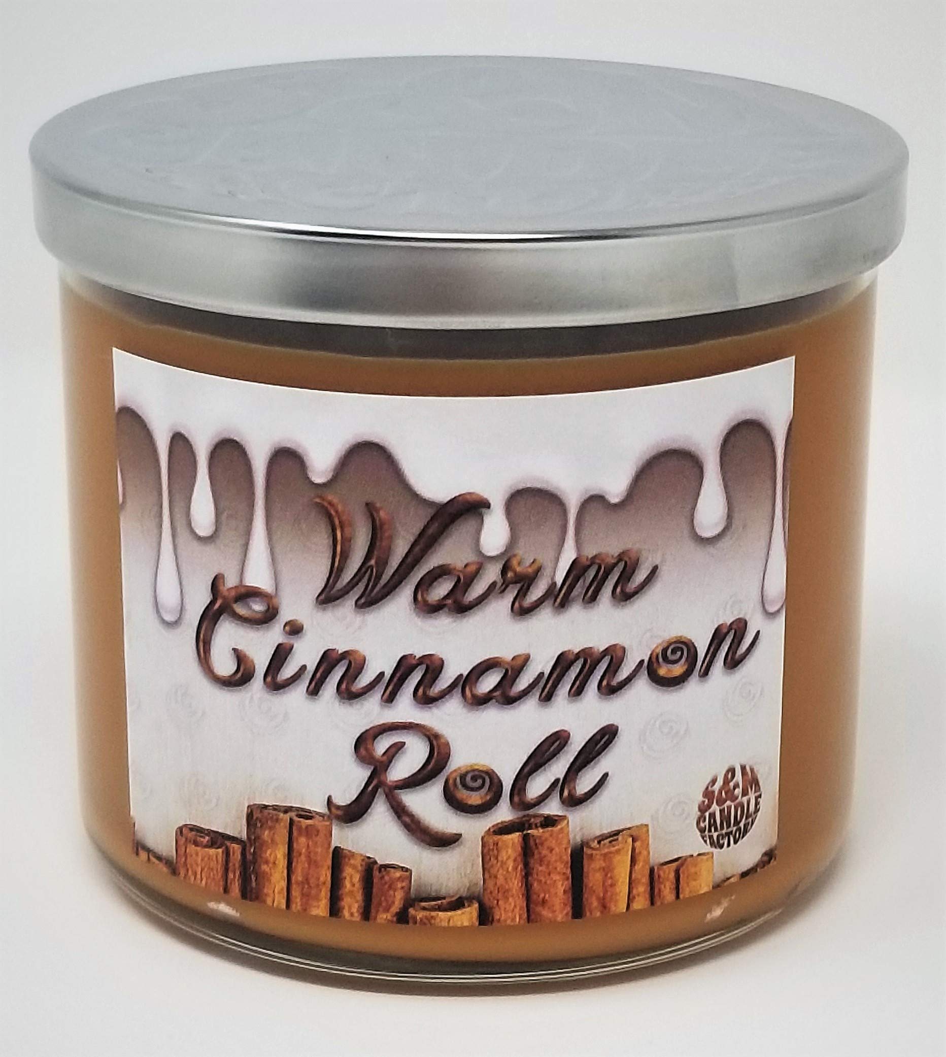 Warm Cinnamon Roll Scented Soy Wax Candle - 3 Wick, 14.5oz, 80 Hour Burn Time - Aromatherapy, Made in USA - Perfect for Cozy Home, Relaxation & Holiday Decor