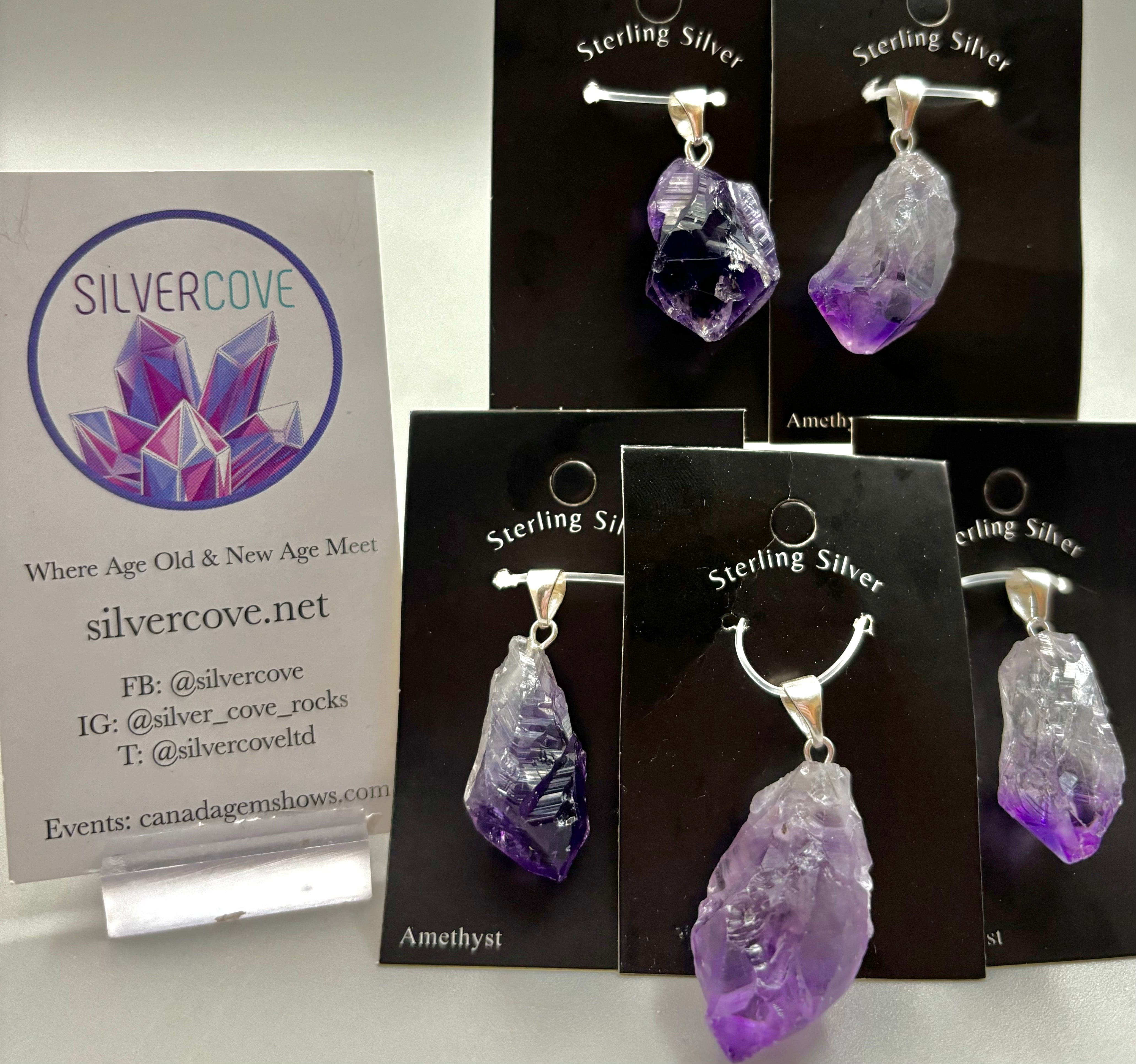 Natural Amethyst Point Sterling Silver Pendant Necklace for Women - Healing Crystal Jewelry for Meditation, Energy Cleansing & Spiritual Gifts