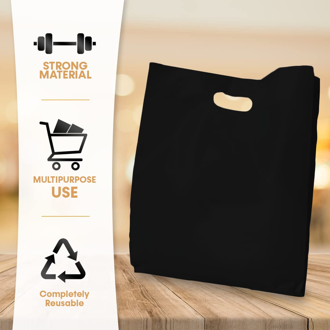 100 Pack Black & White Plastic Retail Bags - 18