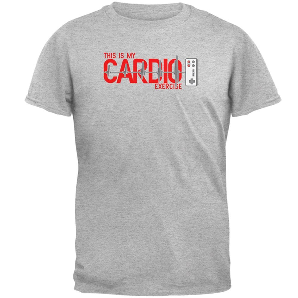Men's Heather Grey X-Large Cardio Exercise Game Controller Heartbeat Gen 1 T-Shirt - Perfect for Gaming, Workouts & Casual Wear