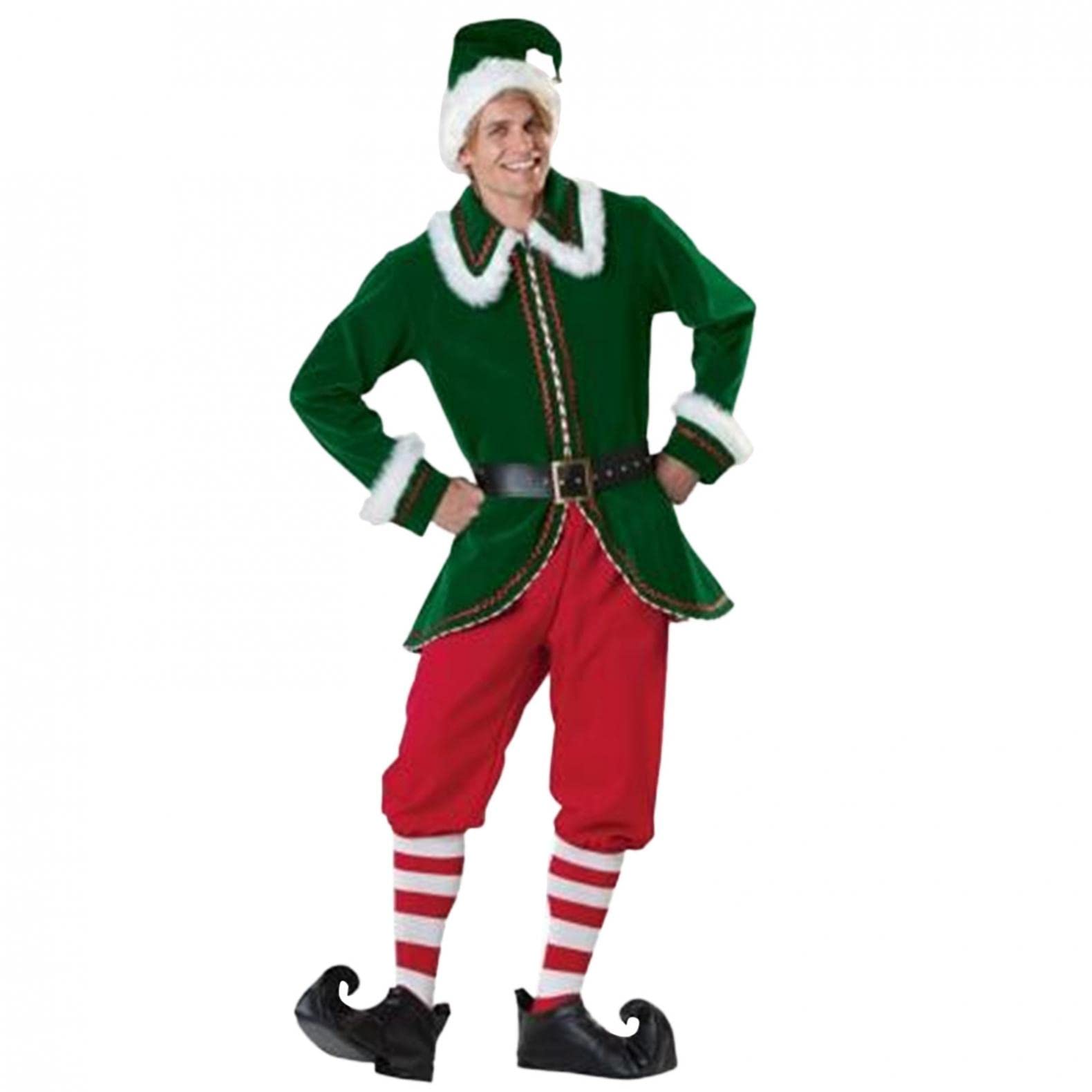 Unisex Santa Claus Costume Set - 6-Piece Deluxe Velvet Christmas Party Outfit for Men & Women | Holiday Cosplay, Xmas Dress Up, Festive Family Gatherings & Office Parties