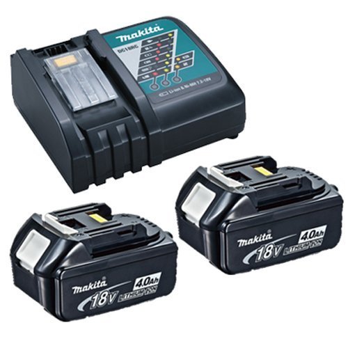 Makita DC18RC Fast Charger with 2 BL1840 4.0Ah Lithium-Ion Batteries & Protective Cover - Compatible with Makita 18V Power Tools - Perfect for Drilling, Sawing & Construction Work