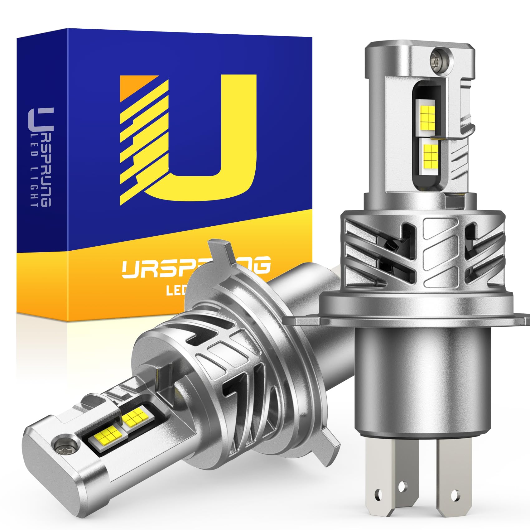 **Ursprung H4/9003/HB2 LED Bulb - 20000LM Super Bright 600% Brighter H4 LED Headlight Bulbs - Plug & Play Halogen Replacement - 24 CSP Chips All-in-One - 6500K Cool White with Cooling Fan (Pack of 2) - Perfect for Cars, Trucks, SUVs & Motorcycles**