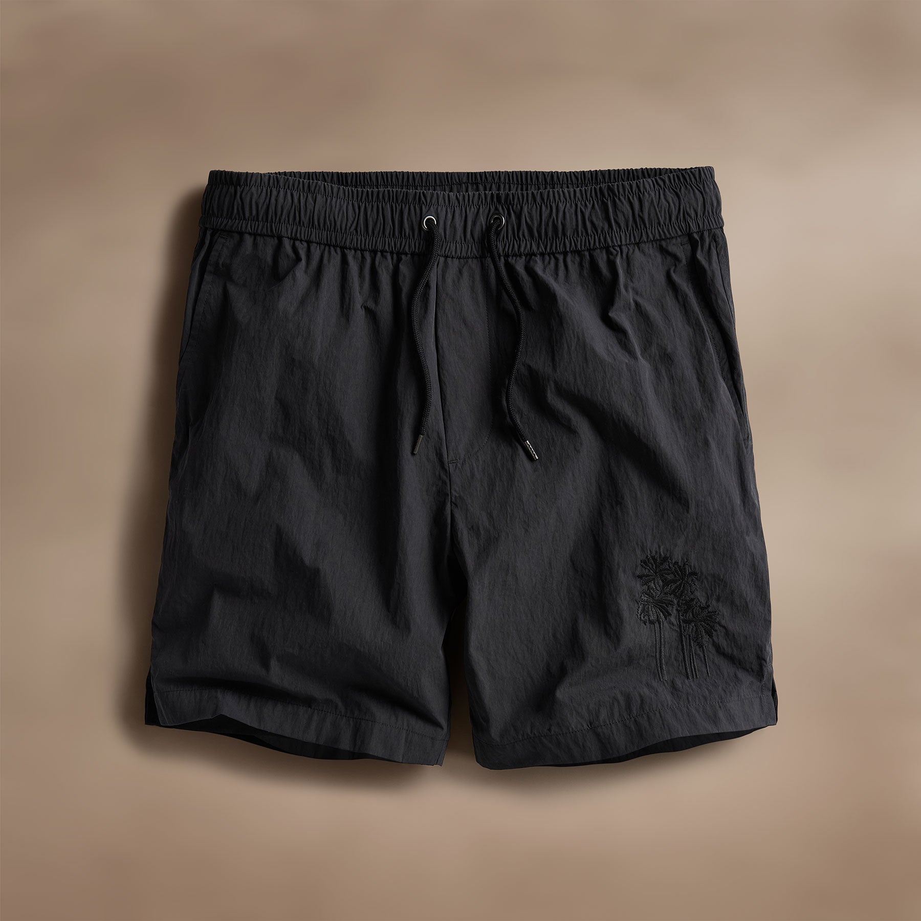 Premium Black Palm Embroidered Boardshorts for Men - Stylish Swim Trunks for Beach, Pool & Summer Vacations