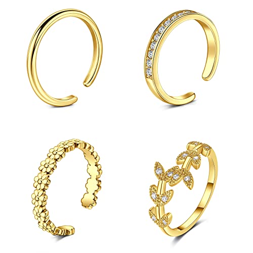 4pcs-gold toe rings