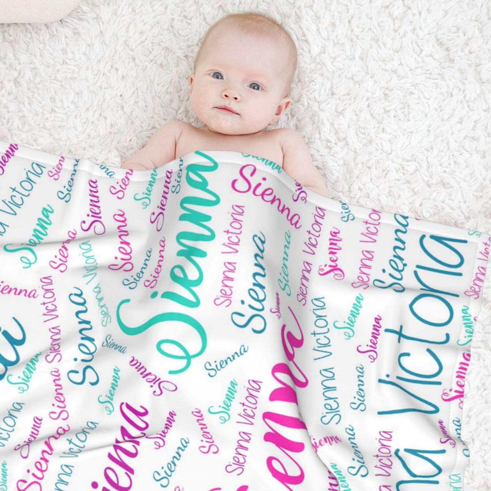 Personalized Custom Baby Girl Blankets with Name - 60x80 Inch Soft Fleece Blanket for Newborns, Infants & Toddlers - Perfect for Nursery, Stroller, Crib & Photo Shoots