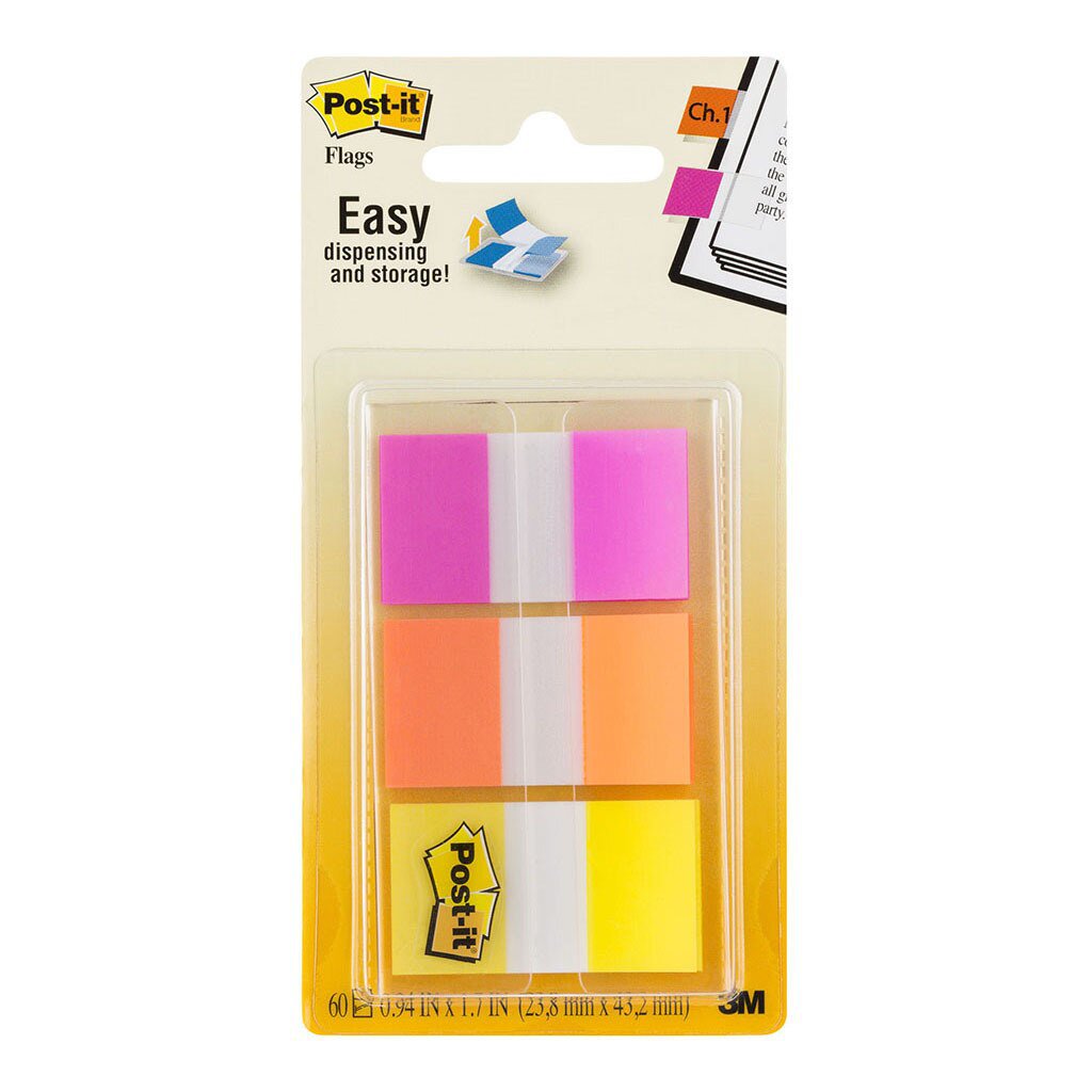 3M Sticky Post It Flags Assorted Colors 24 x 43mm (680 OLP) - Colorful Page Markers for Books, Office Files & Study Notes - Perfect for Organizing Documents & Highlighting Important Text