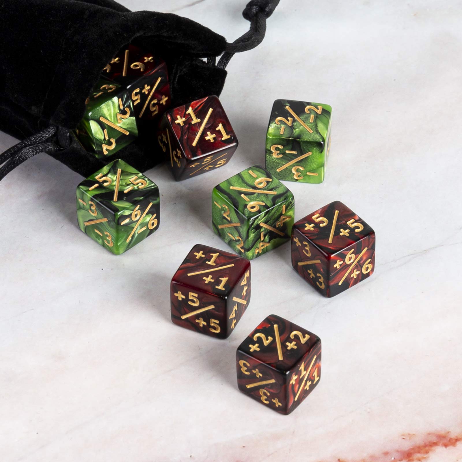 48-Piece MTG Dice Counter Set for Magic The Gathering - +1/+1 Counters, Loyalty & Life Tokens - Premium Ruby & Emerald Gaming Accessories - Perfect for Card Games, Tournaments & Collectors