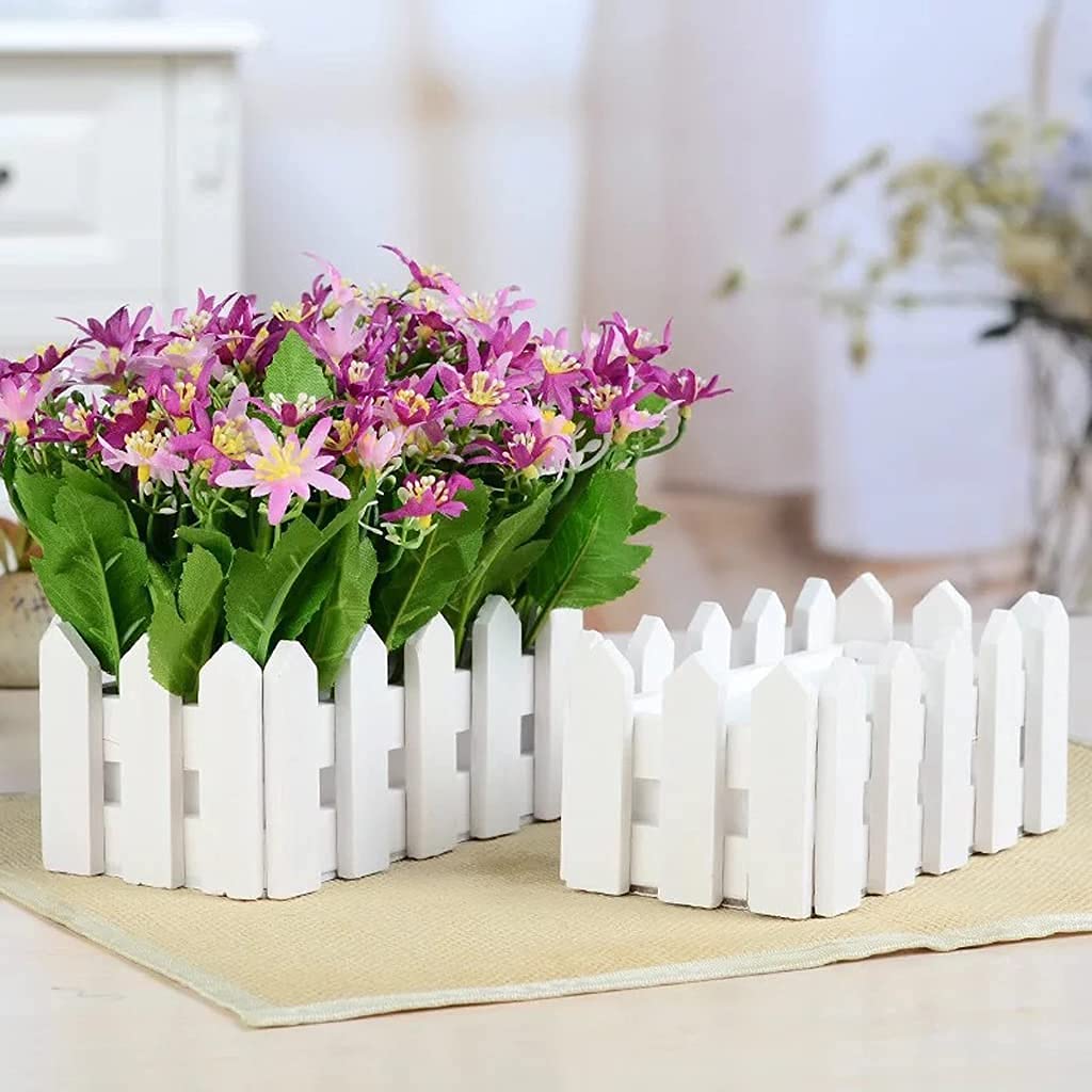 Wooden Picket Fence Planter Box - Decorative Garden Fence & Decking Board for Home, Wedding Decor | Outdoor Flower Box for Patio, Yard & Landscape Design