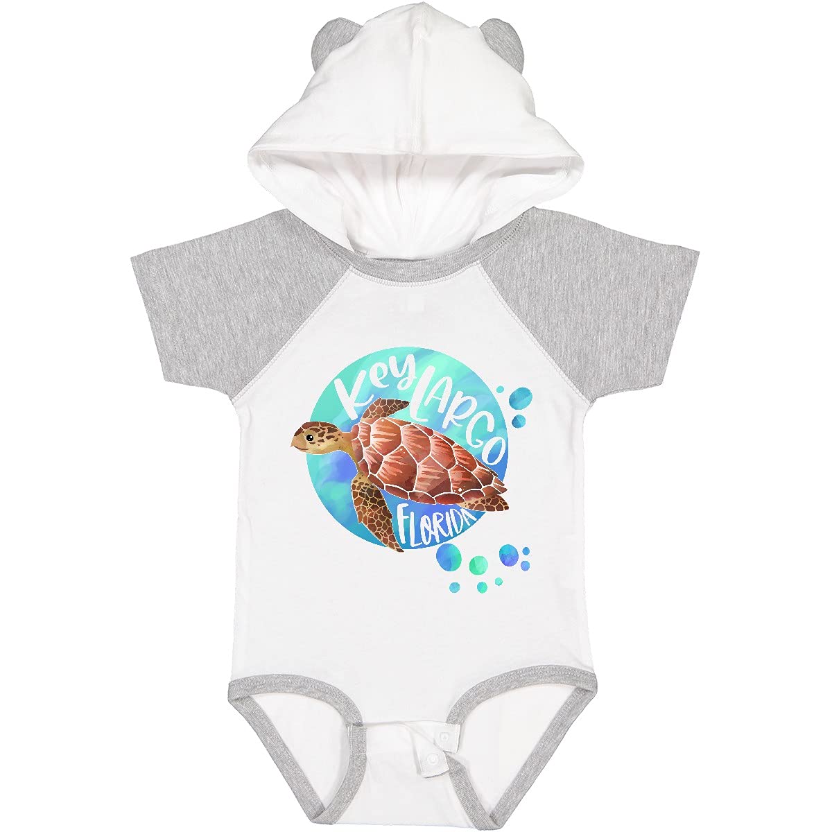 Inktastic Key Largo Florida Swimming Sea Turtle with Bubbles Baby Bodysuit - Cute Infant Onesie for Beach Vacation & Ocean Theme Parties