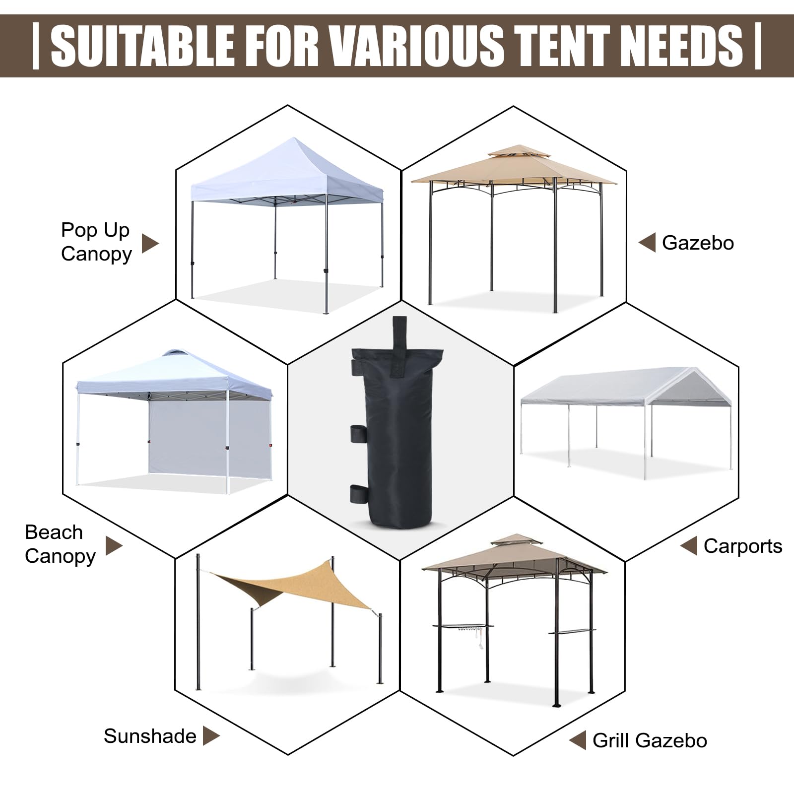 Heavy Duty Sand Bags for Pop Up Canopy Tent - 4 Pack with Shovel (7''x18'', Black) - Perfect for Outdoor Events, Beach Parties, and Camping Stability