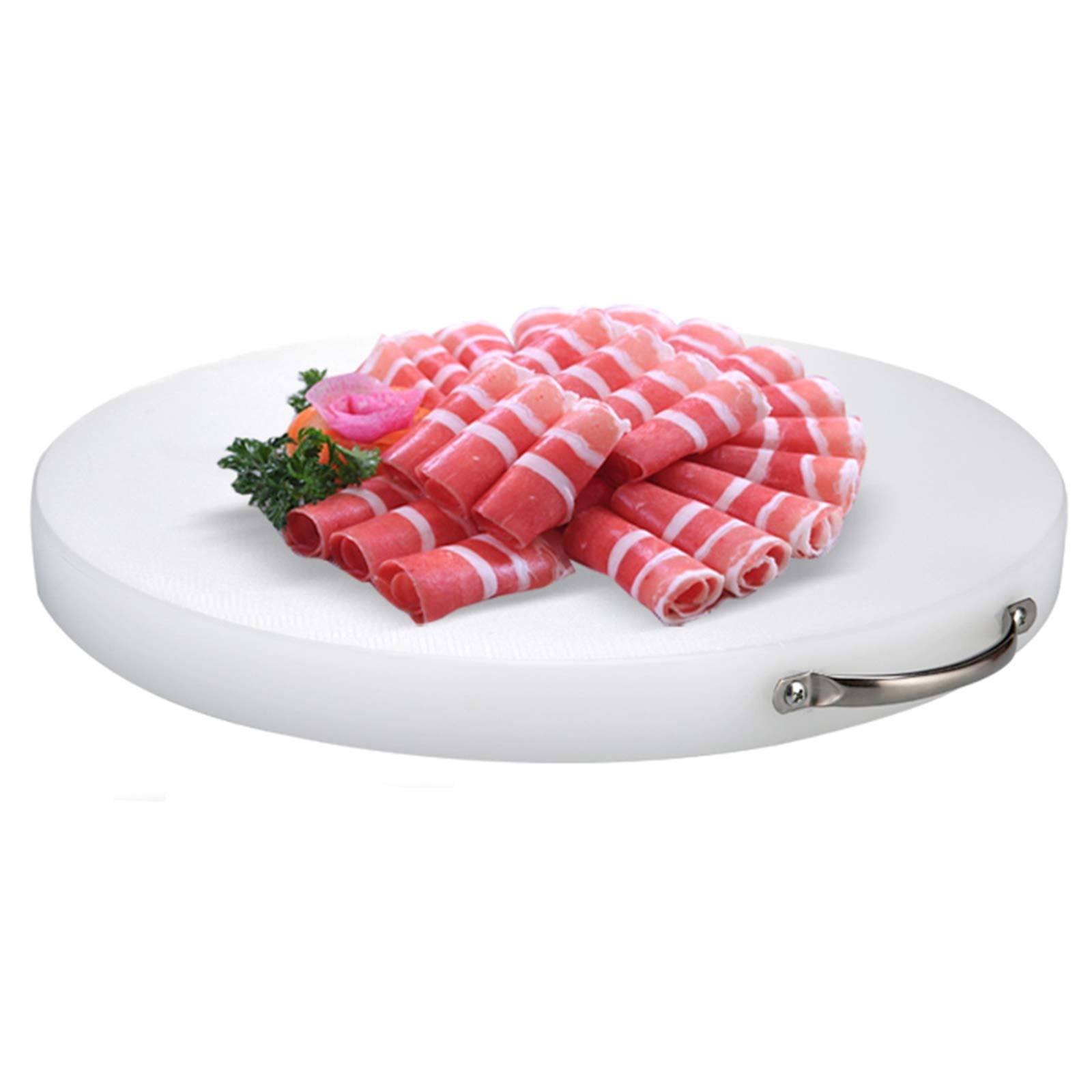 Premium White Plastic Cutting Board - Extra Large 17x1.8 Inch Round Kitchen Chopping Board for Meat, Vegetables & Fruits - Thick Durable Butcher Block with Non-Slip Handle - Perfect for Food Prep, Slicing & Serving