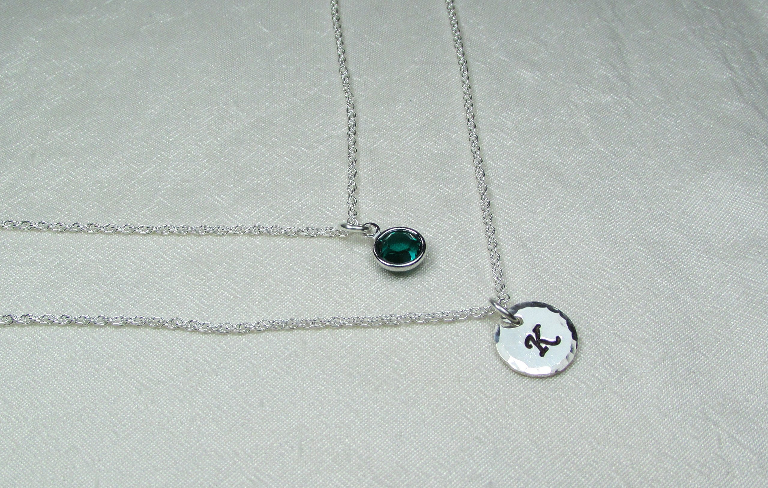 Personalized Birthstone Layered Necklace Set - Sterling Silver Initial Monogram Jewelry Gift for Mom | Elegant Mother's Day, Birthday & Anniversary Present | Perfect for Layering & Everyday Wear