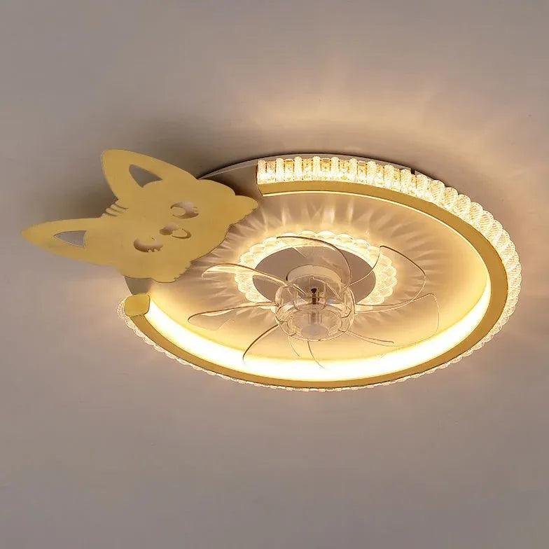 Modern Round Ceiling Fan with LED Light - Energy Efficient Quiet Bedroom Fan - Perfect for Bedroom, Living Room & Nursery Cooling & Lighting