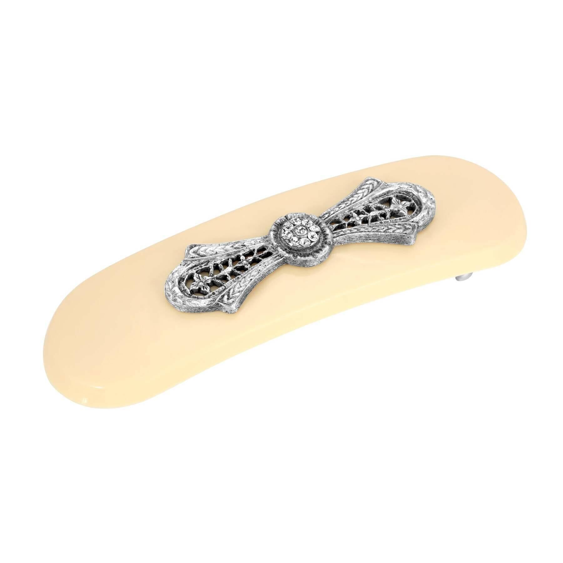 1928 Vintage Ivory Filigree Hair Clip with Crystal Accents - Perfect for Weddings, Prom & Special Occasions