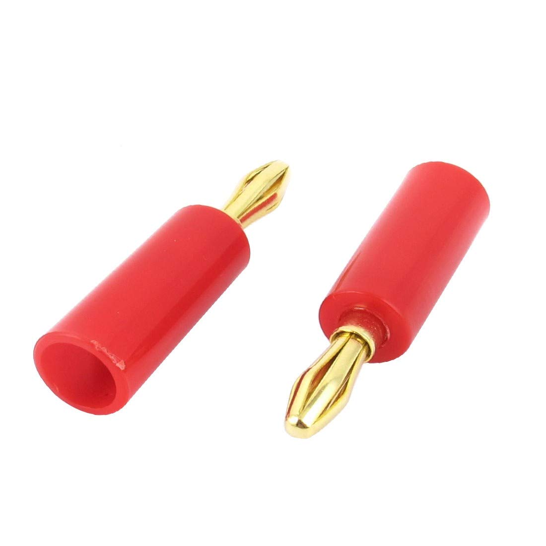 2-Pack Red Banana Connectors for Musical Speakers - High-Quality Male Audio Plugs for DJ Equipment, PA Systems & Home Stereo - Perfect for Live Performances & Studio Setups