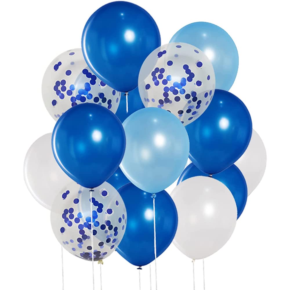 OTMVicor 20-Pack Light Blue & White 12-Inch Confetti Balloons - Perfect for Birthday Parties, Baby Showers & Wedding Decorations