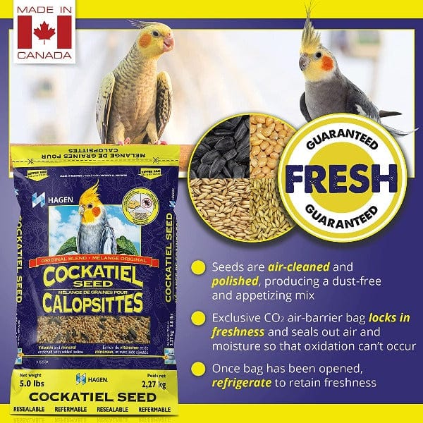Premium Hagen Cockatiel Staple VME Seed Mix - Nutritious Bird Food for Cockatiels & Small Parrots - Perfect for Daily Feeding & Training Treats