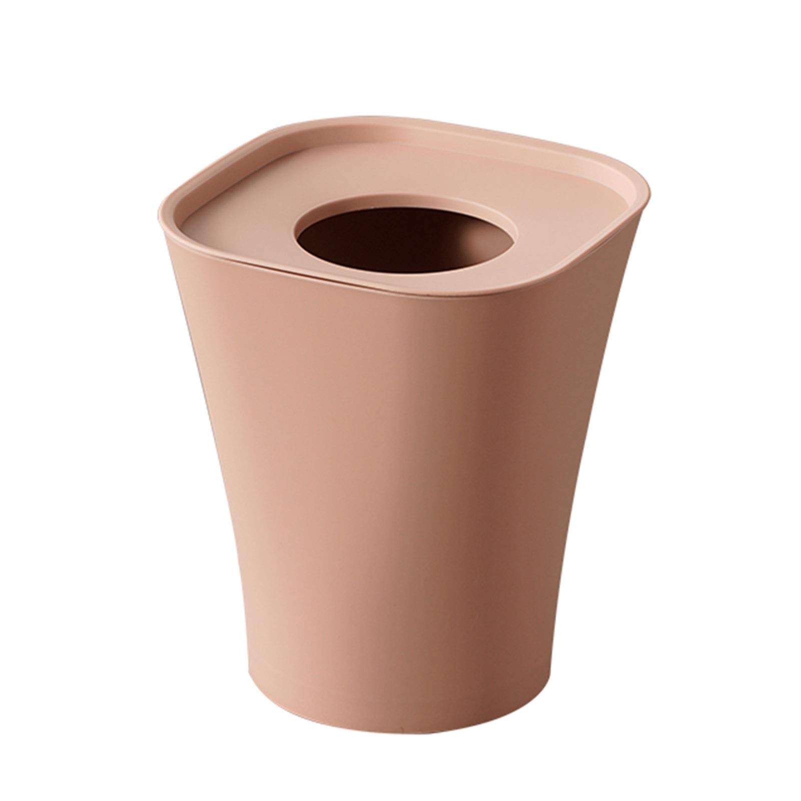 Hong Yi Fei Round Plastic Trash Can with Lid - Small Kitchen, Bathroom, Office Waste Bin for Home & Apartment Use (Pink) | Ideal for Kitchen Counter, Under Sink, Bathroom & Office Desk Organization