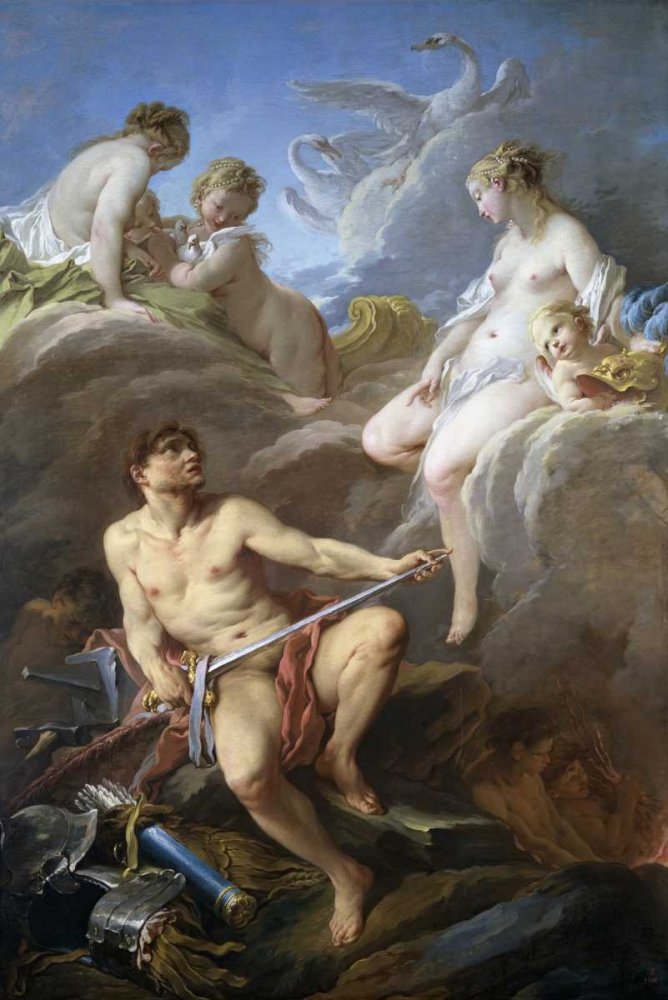 Venus Requesting Arms for Aeneas From Vulcan by Francois Boucher - 16x24 Inch Art Print Poster | Classic Mythology Wall Decor for Living Room, Bedroom & Office