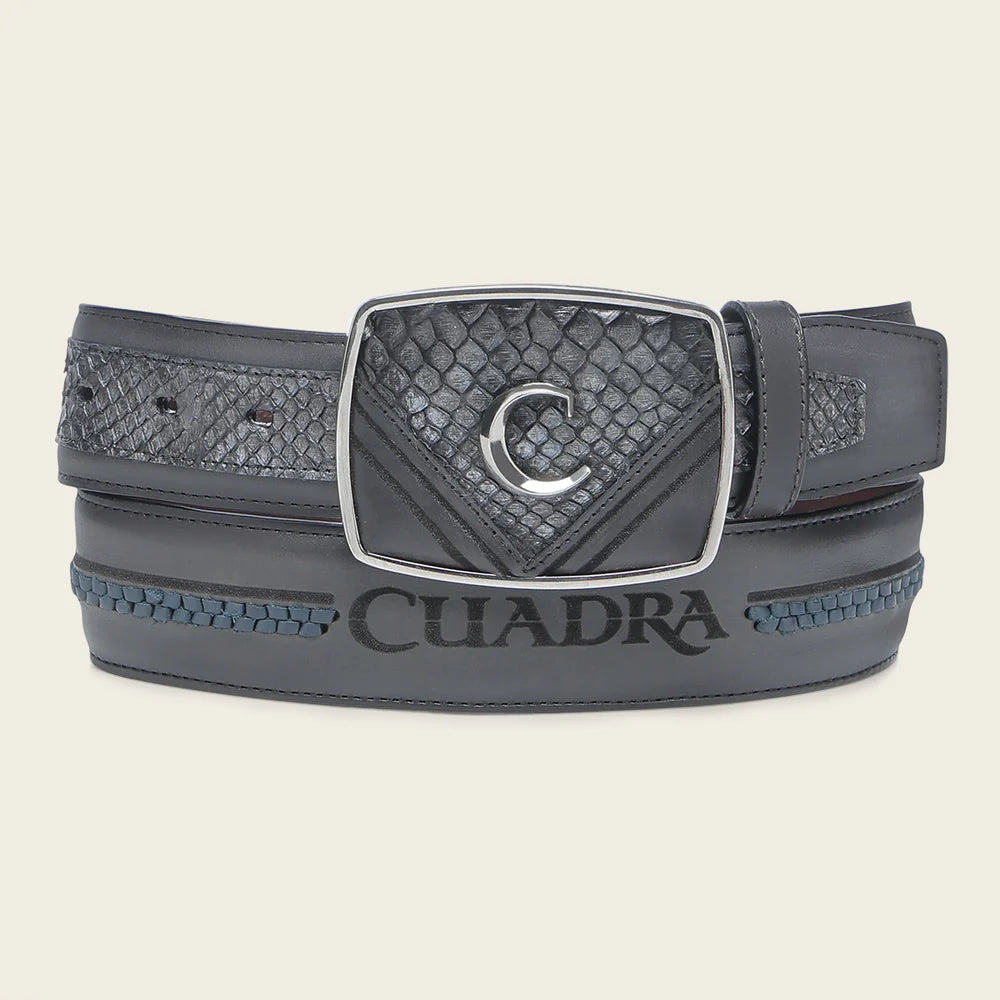 CV507PH Men's Cuadra Black Casual Fashion Python Skin Belt - Stylish & Durable Accessory for Jeans, Suits & Everyday Wear