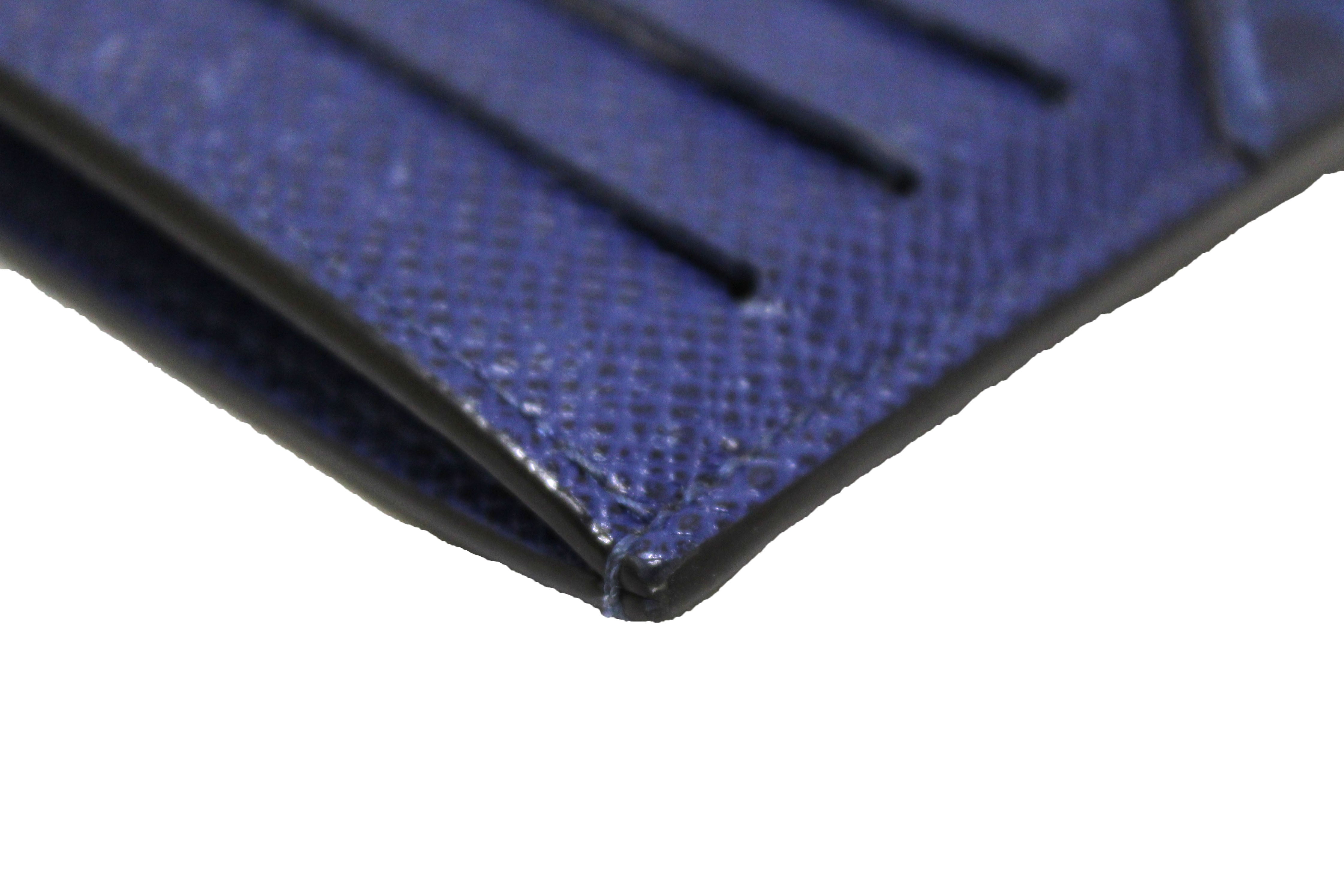 Authentic Louis Vuitton Blue Monogram Canvas & Taiga Leather Coin Card Holder Wallet - Perfect for Everyday Use, Travel & Luxury Gift Giving