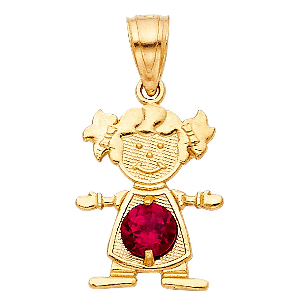 14K Yellow Gold Birthstone Cubic Zirconia CZ Charm Pendant for Women - Personalized Necklace Gift for Daughter, Girlfriend, Wife - Perfect for Birthdays, Anniversaries & Special Occasions