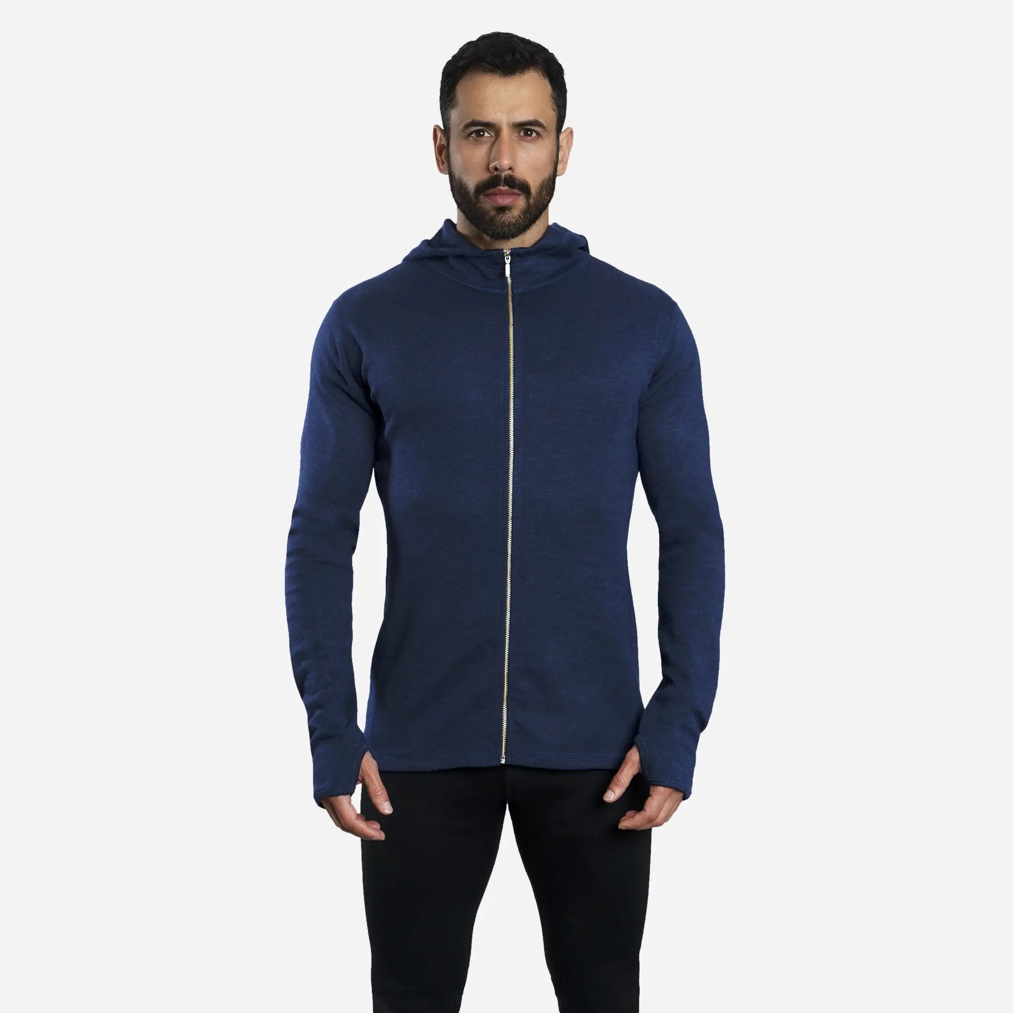 Men's Alpaca Wool Hoodie Jacket - 420 Midweight Full Zip Fleece Pullover for Outdoor Hiking & Winter Travel