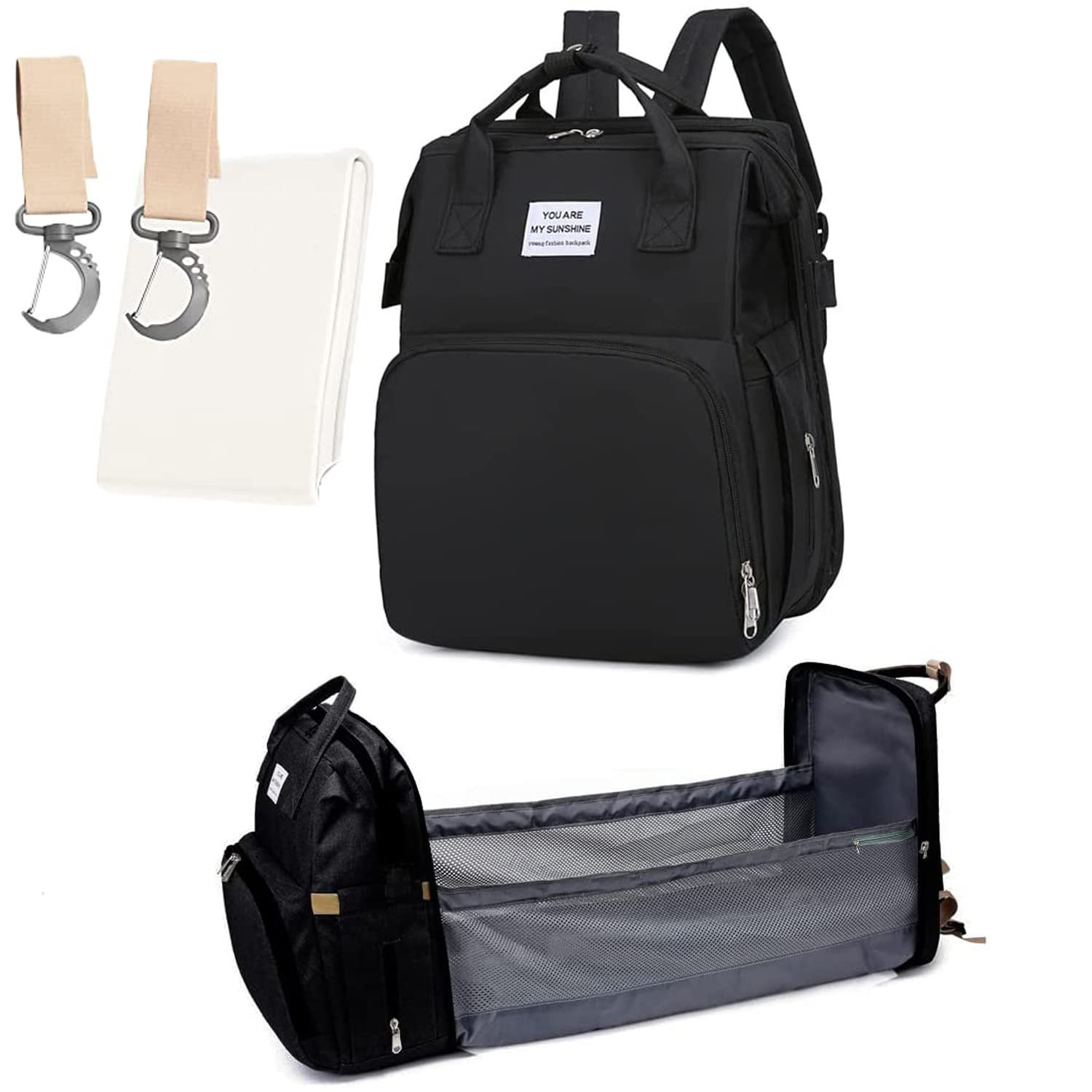 3 in 1 Waterproof Diaper Backpack with Changing Station - Large Capacity Baby Travel Bag for Boys & Girls - Multifunctional Maternity & Nursing Bag for On-the-Go Parents (Black) | Perfect for Daycare, Travel & Outdoor Adventures
