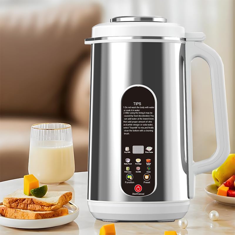 Premium Stainless Steel Nut Milk Maker - 40oz Plant-Based Milk Machine for Almond, Cashew, Hazelnut, Pecan, Oat, Coconut, Soy, Quinoa & Pistachio - 12H Timer, Self-Cleaning, LED Display - Perfect for Vegan, Keto & Healthy Homemade Milk