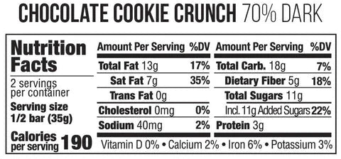 Organic 70% Dark Chocolate Bar with Cookie Crunch - Premium Taza Chocolate for Baking, Gifts & Healthy Snacks