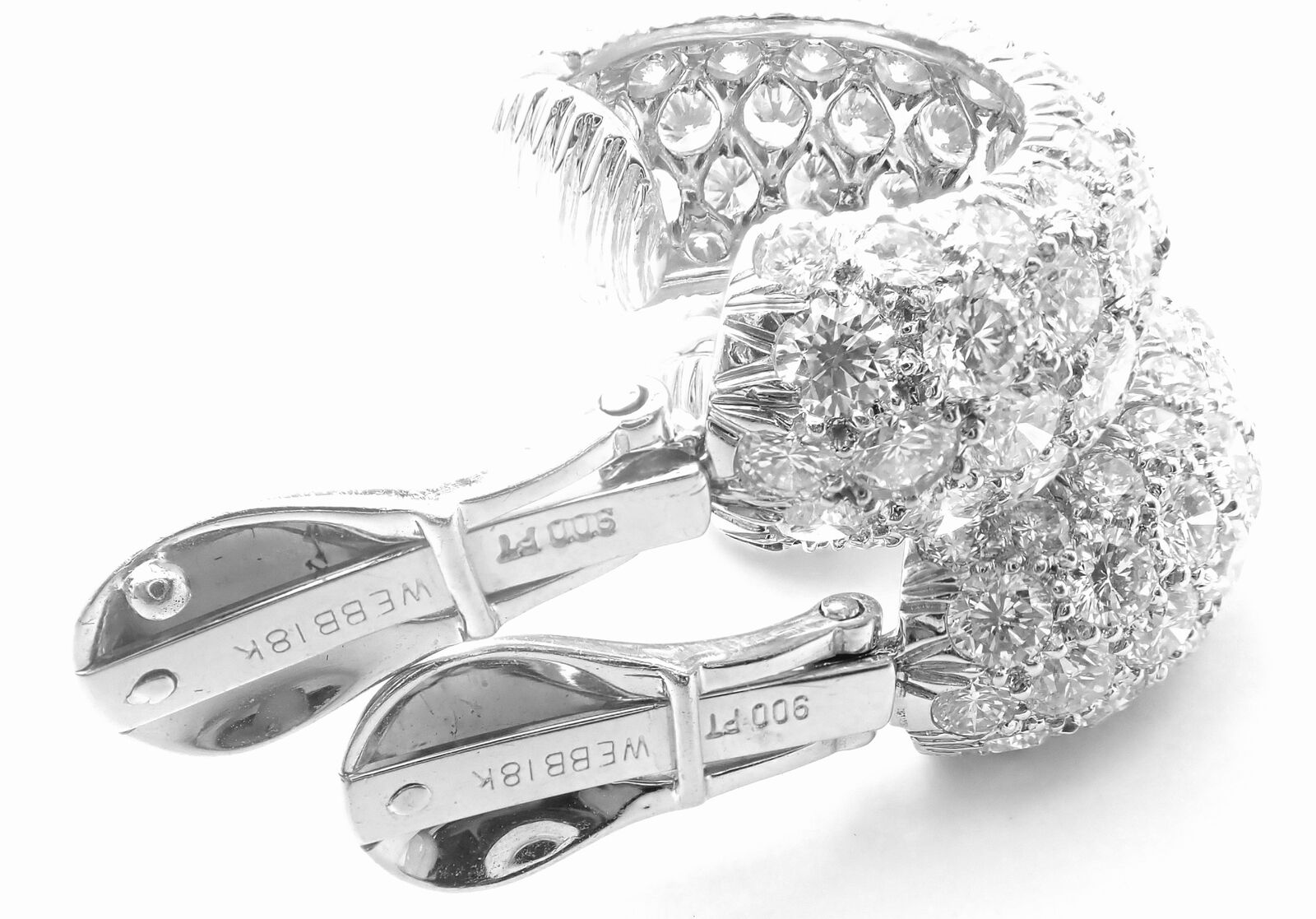 Authentic David Webb Platinum 18k White Gold 10 Carat Diamond Hoop Earrings for Women - Luxury Jewelry Gift for Anniversary, Wedding & Special Occasions