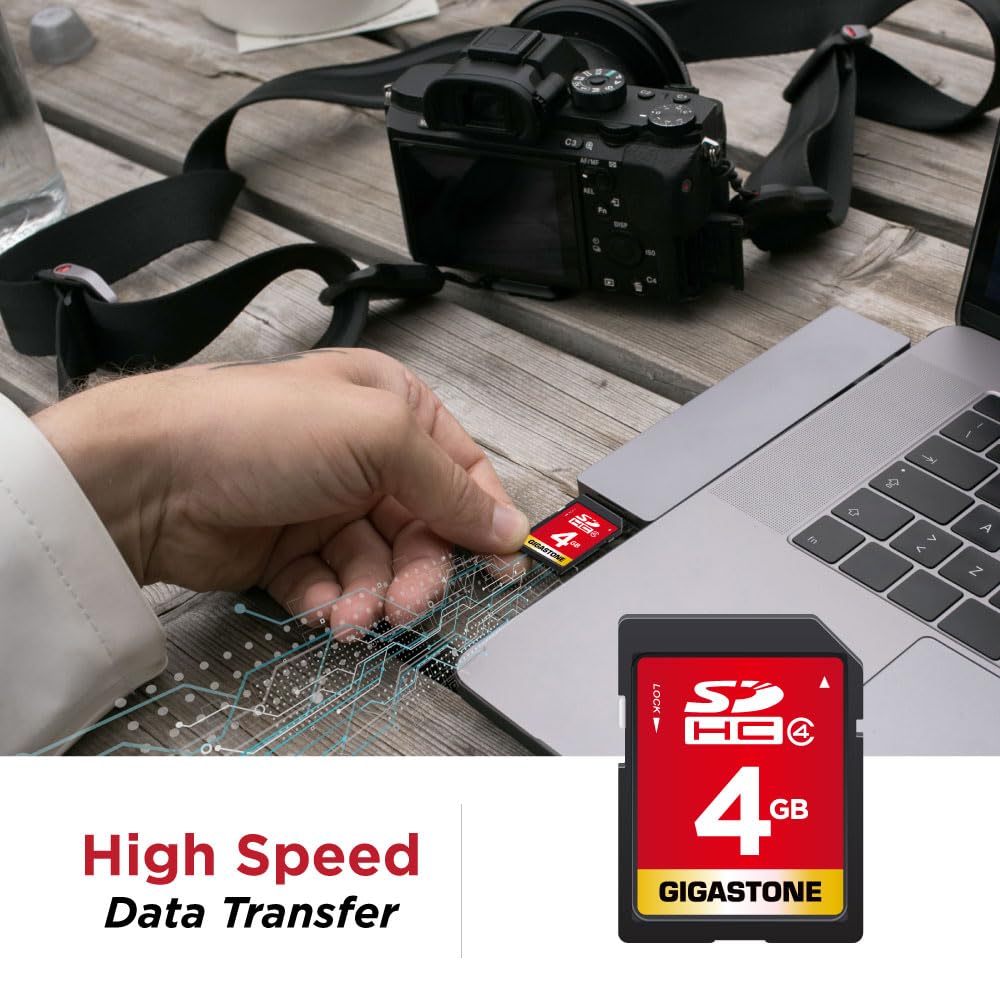 GIGASTONE 4GB SDHC Class 4 Memory Card 2-Pack - High Speed SD Card for DSLR Cameras, Digital Camcorders, PC, Mac, POS Systems - Perfect for Storing Photos, Videos, Music & Files - Includes 2 Protective Mini Cases (2 Cards)